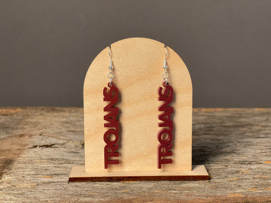 Trojans Maroon Dangle earrings