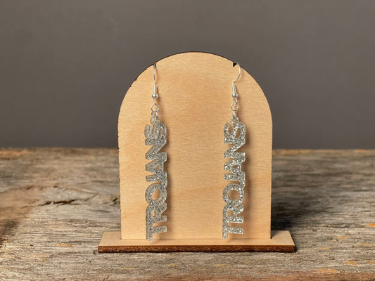 Trojans Silver Glitter Dangle earrings