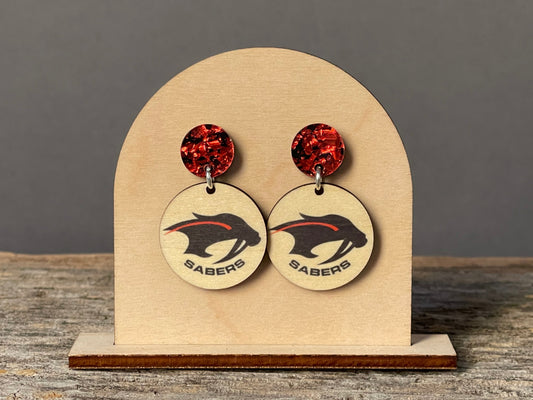 Shakopee Red/Black Glitter Dangle earrings