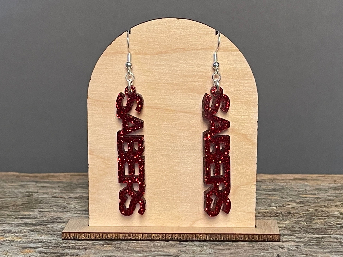 Sabers Red Glitter Dangle earrings