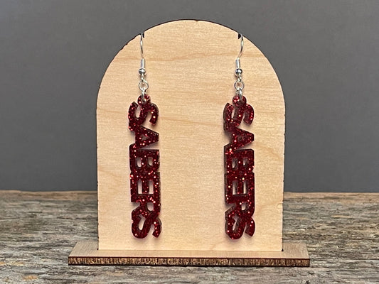 Sabers Red Glitter Dangle earrings