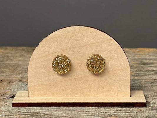 Gold Glitter stud earrings