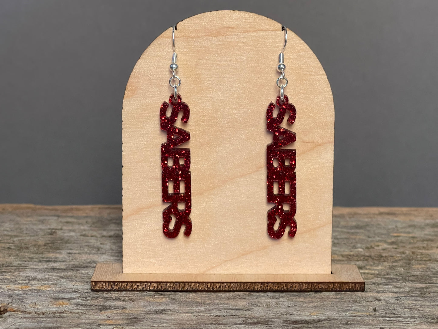 Sabers Red Glitter Dangle earrings