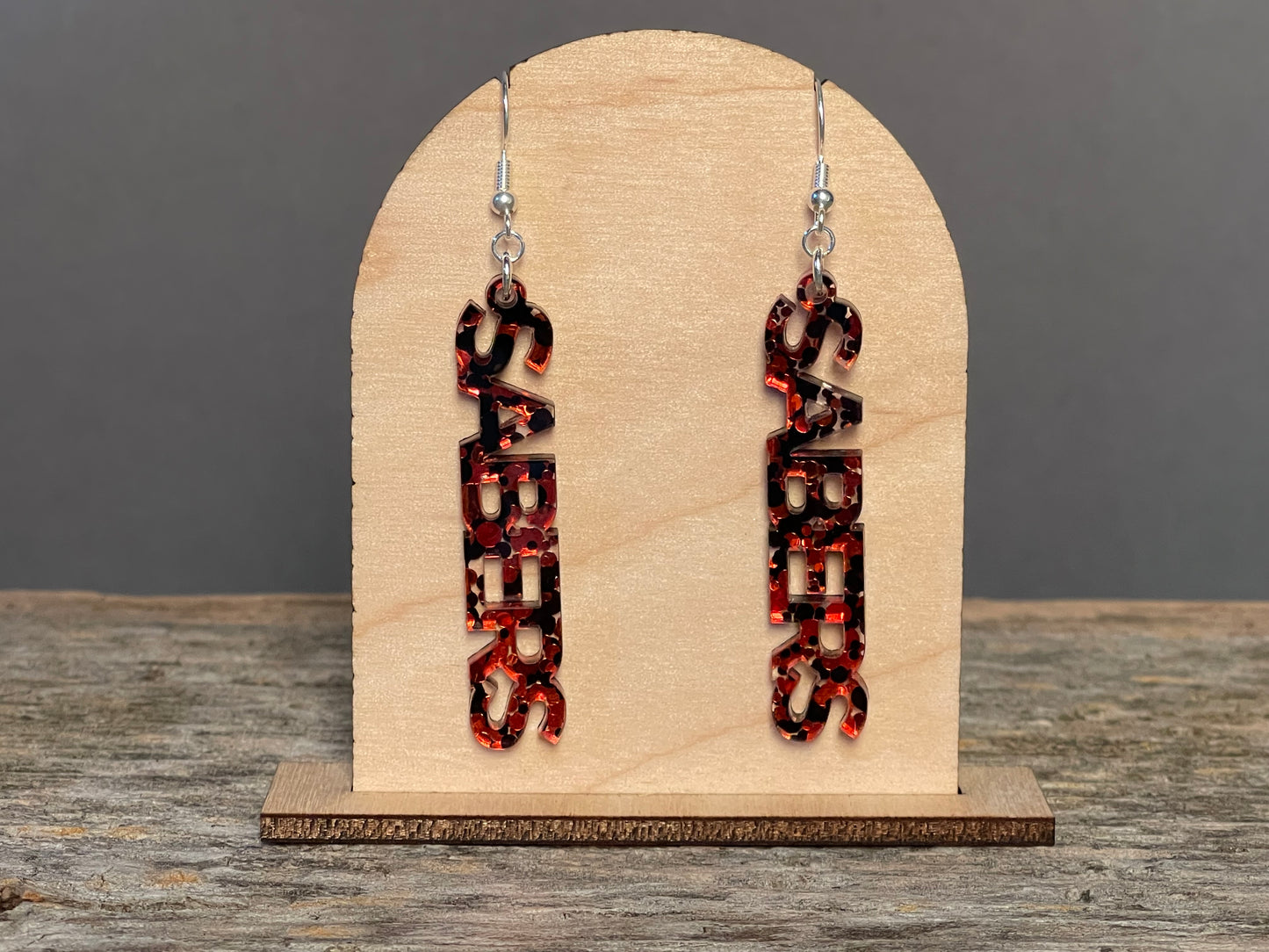 Sabers Red Glitter Dangle earrings