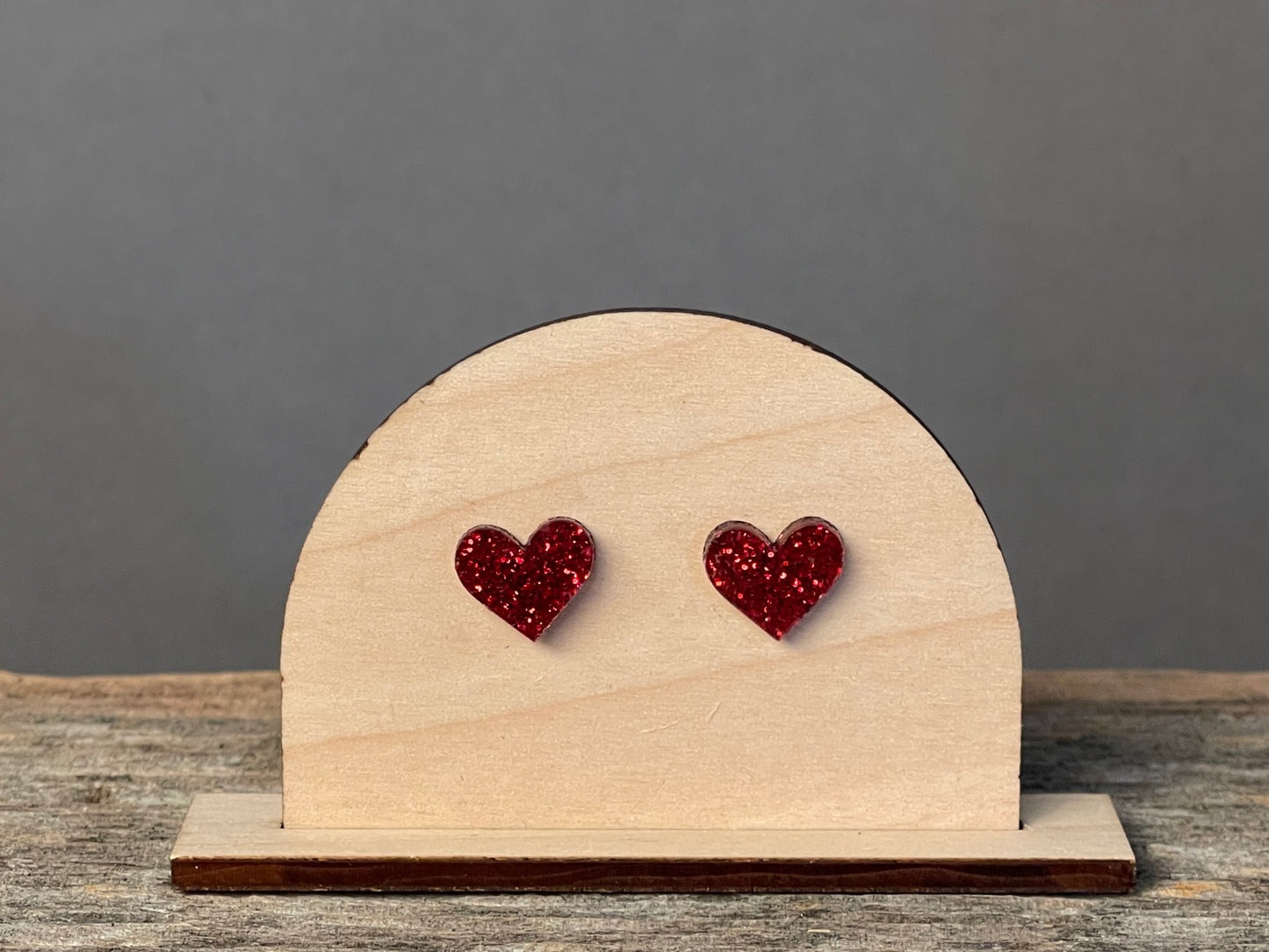 Red Glitter Heart stud earrings