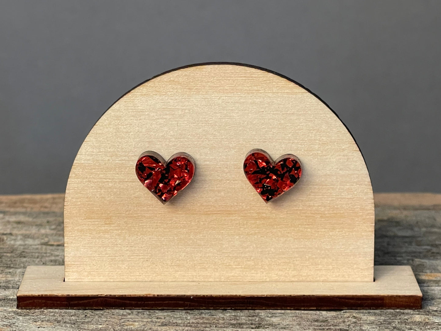 Red Chunky Glitter Heart stud earrings